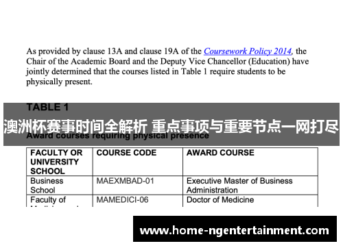 澳洲杯赛事时间全解析 重点事项与重要节点一网打尽